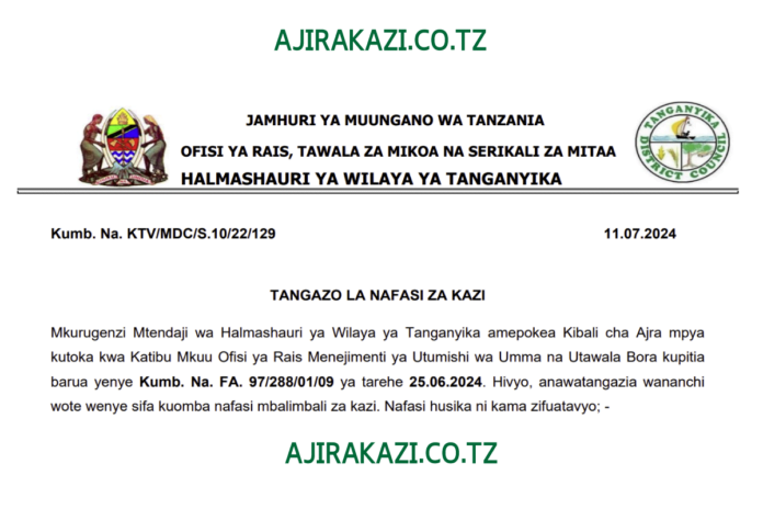15-Job-vacancies-at-Tanganyika-DC-Nafasi-Za-Kazi-Halmashauri-ya-Wilaya-ya-Tanganyika