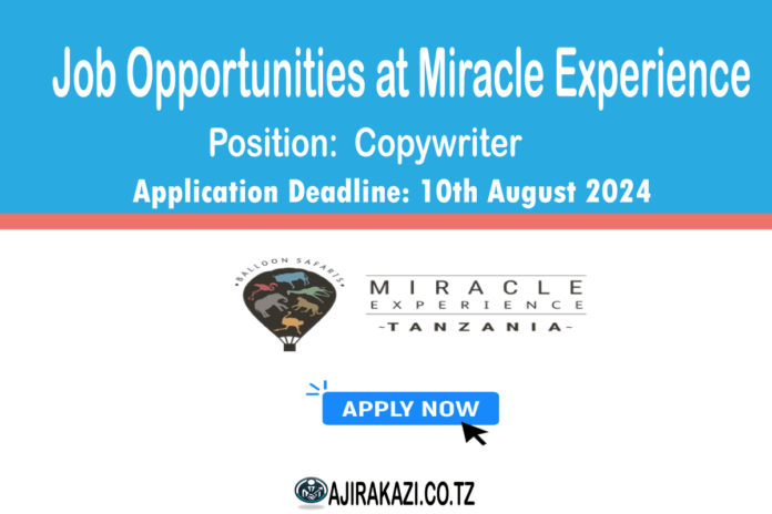 miracle-experience Copywriter Vacancy at Miracle Experience